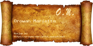 Orowan Marietta névjegykártya